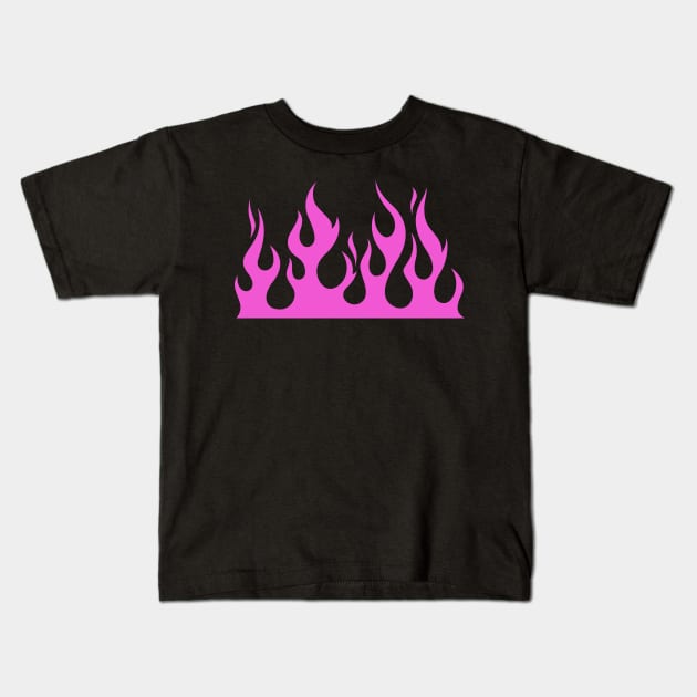 Pink Hot Rod Flames Kids T-Shirt by Trendy Tshirts